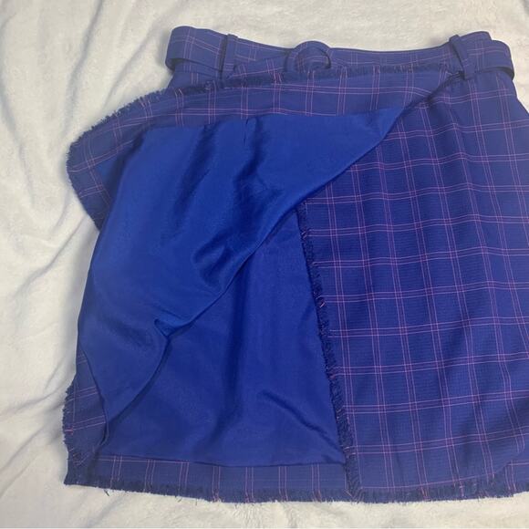 The East Order women's large purple blue plaid wrap skirt belted grunge prep gir - Picture 5 of 12